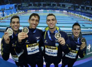 NATAÇÃO: REVEZAMENTO 4X200M LIVRE DO BRASIL É OURO COM RECORDE MUNDIAL NA CHINA