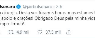 Jair Bolsonaro comemora cirurgia bem-sucedida