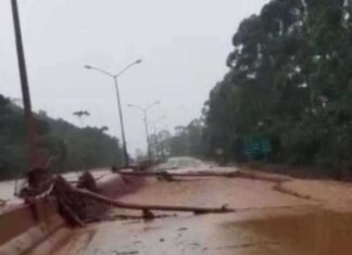Lama transborda em dique de Minas Gerais e interdita BR-040