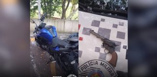 Homens tentam fugir da polícia com moto roubada, batem em poste e são presos em Osasco