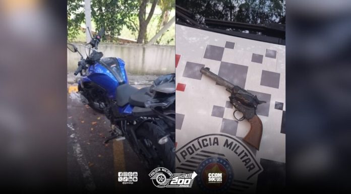 Homens tentam fugir da polícia com moto roubada, batem em poste e são presos em Osasco