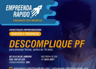 Inscrições abertas para o curso “Descomplique” em parceria de Cotia com o SEBRAE