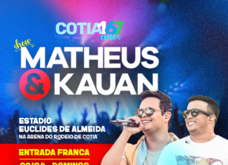 A dupla sertaneja Matheus & Kauan canta no aniversário de Cotia