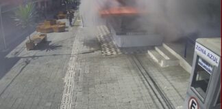 Imagens do totem de monitoramento identificam incêndio e GCM de Cotia aciona socorro