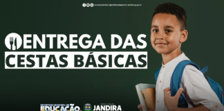 Educação de Jandira começa distribuição de cestas básicas, com itens da merenda escolar