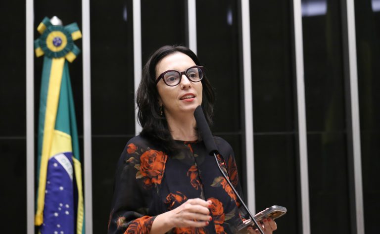 Deputada Ana Pimentel fala ao microfone
