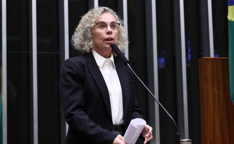 Deputada Ana Paula Lima fala ao microfone