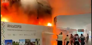 Incêndio atinge parte do pavilhão da COP30, em Belém