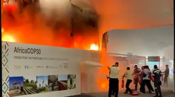 Incêndio atinge parte do pavilhão da COP30, em Belém