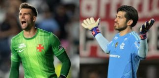 Goleiros de Vasco e Flamengo enfrentam fase crítica entre torcedores Léo Jardim e Agustín Rossi, goleiros de Vasco e Flamengo, respectivamente, em ação durante partidas recentes.