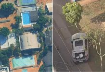 Motorista de BMW embriagado atropela homem em São Paulo e tenta se esconder em piscina Imagens relacionadas à ocorrência em Santo Amaro (SP): à esquerda, vista aérea com piscinas do clube na Rua Humboldt onde o motorista tentou se esconder; à direita, carro abandonado possivelmente da BMW relacionada ao incidente.