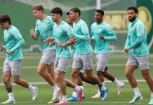Palmeiras inicia preparação para semifinal da Libertadores com preocupação sobre Sosa Elenco do Palmeiras durante treinamento na Academia de Futebol