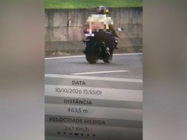 Motociclista é flagrado trafegando a 247 km/h em rodovia de Birigui, interior de São Paulo Radar da Polícia Militar Rodoviária registra motociclista trafegando a 247 km/h na Rodovia Deputado Roberto Rollemberg (SP-461), em Birigui, no interior de São Paulo