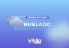 Previsão indica tempo encoberto com possibilidade de chuva em Osasco nesta segunda-feira Ilustração gráfica indicando previsão do tempo nublado para Osasco.
