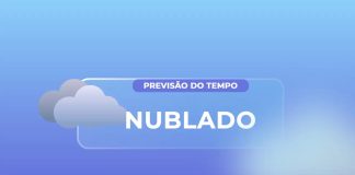 Previsão indica tempo encoberto com possibilidade de chuva em Osasco nesta segunda-feira Ilustração gráfica indicando previsão do tempo nublado para Osasco.