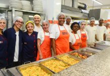 Bom Prato em Osasco fecha para manutenção no fim de semana eleitoral; unidades em Carapicuíba e Cotia funcionam normalmente Equipe de funcionários do Bom Prato posando na cozinha, com travessas de comida à frente