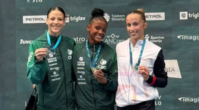 Ginástica brasileira faz dobradinhas em Copa do Mundo na Eslovênia
