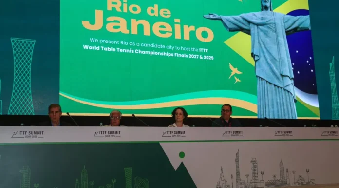 Rio de Janeiro será a sede do Mundial de Tênis de Mesa em 2029