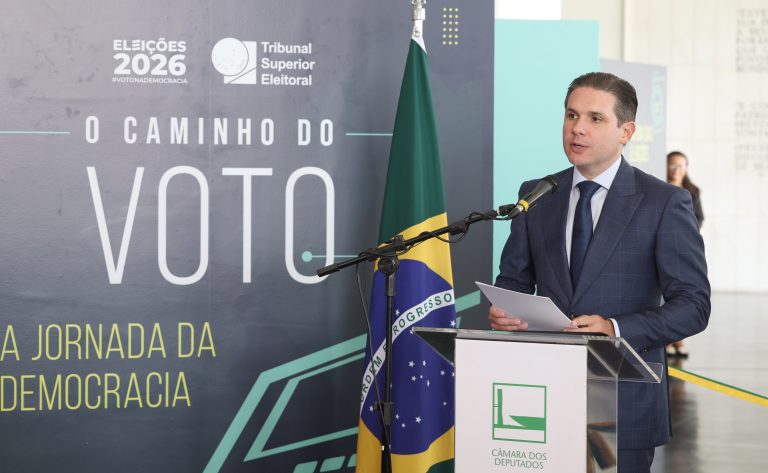 Abertura da exposição "O Caminho do Voto". Presidente da Câmara dos Deputados, Hugo Motta (REPUBLICANOS - PB)