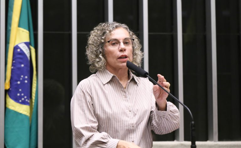 Deputada Ana Paula Lima fala ao microfone